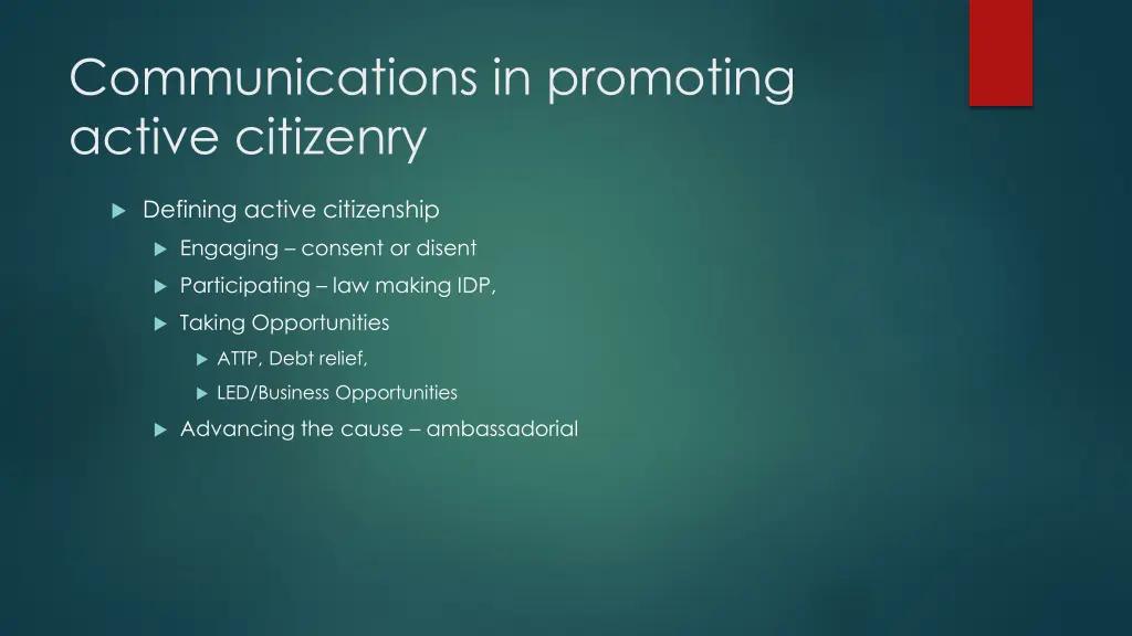 communications in promoting active citizenry
