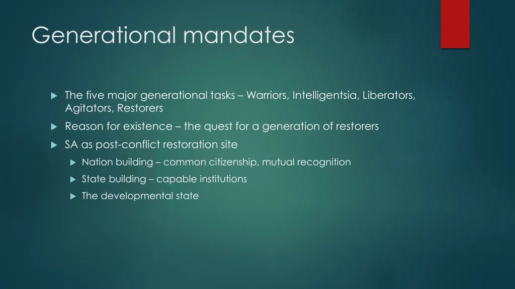 generational mandates