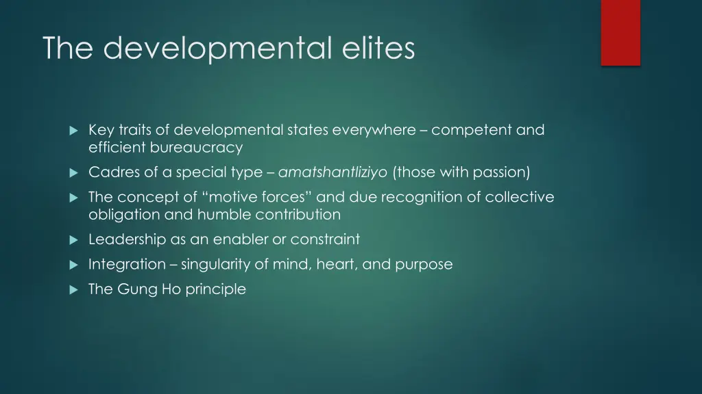 the developmental elites