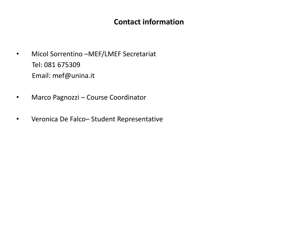 contact information