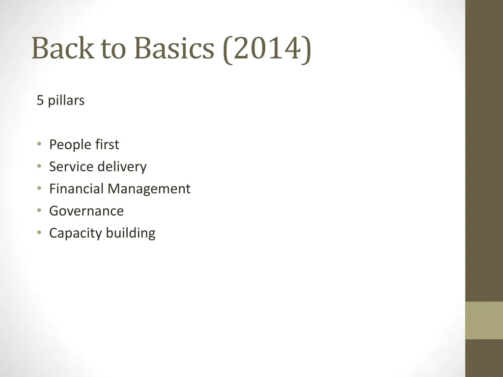 back to basics 2014
