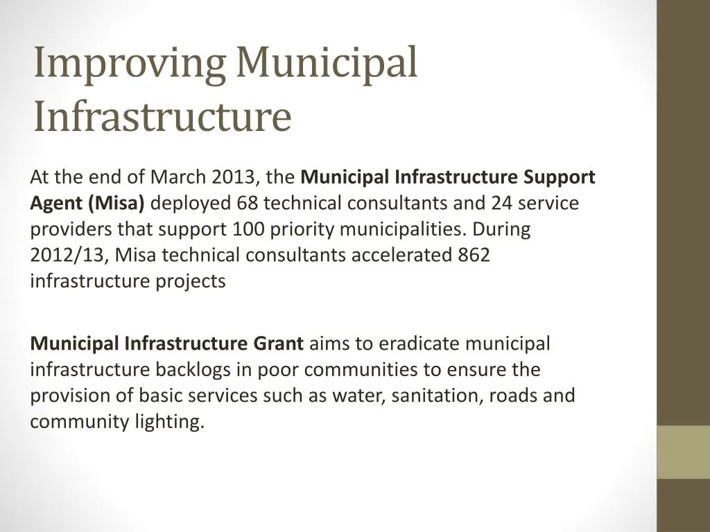 improving municipal infrastructure
