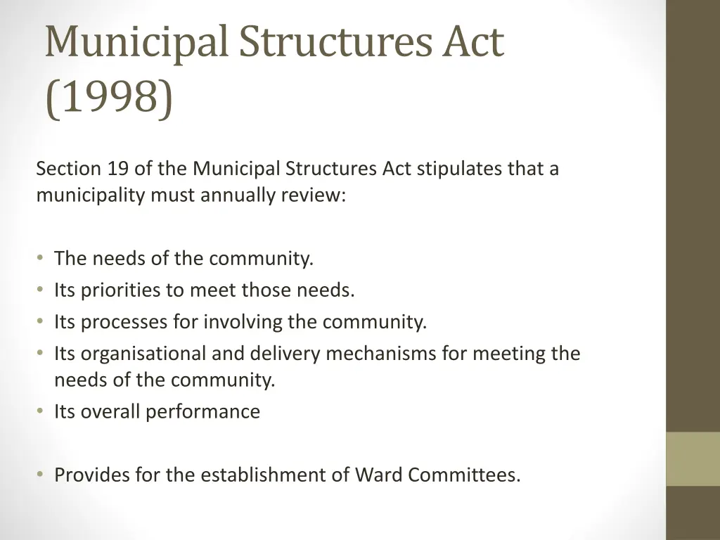 municipal structures act 1998