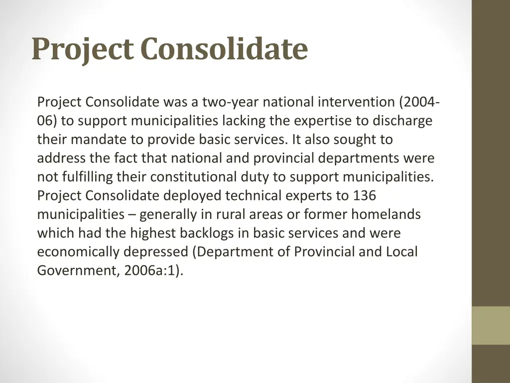 project consolidate
