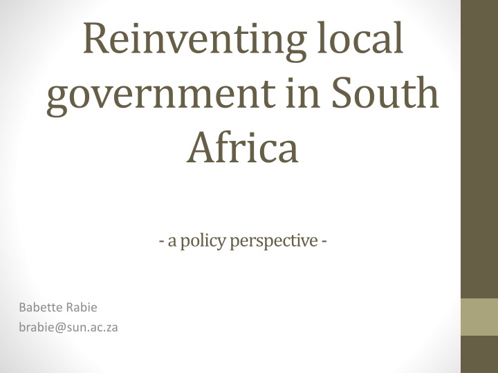 reinventing local government in south africa