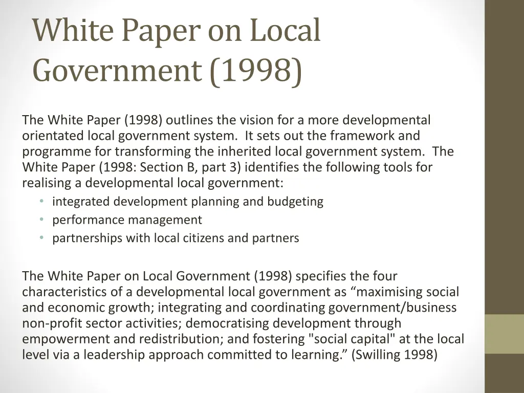 white paper on local government 1998