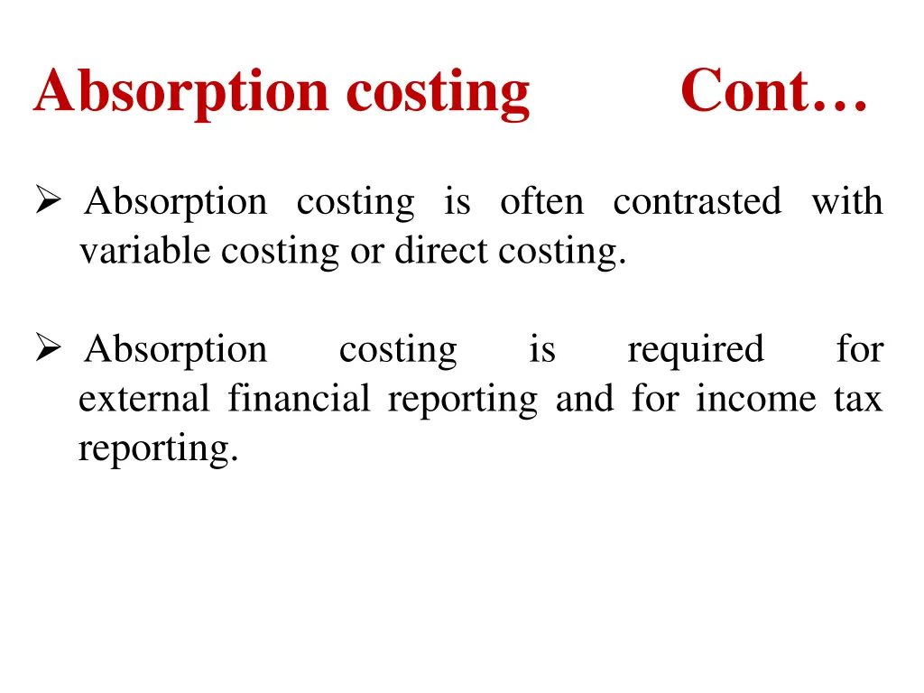 absorption costing cont