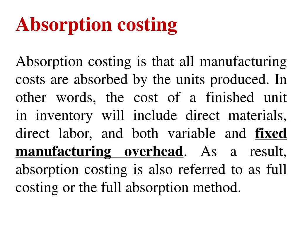 absorption costing