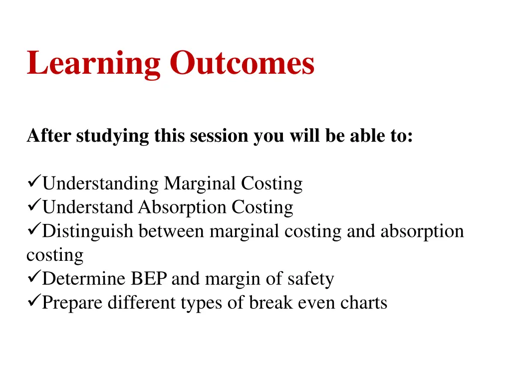learning outcomes