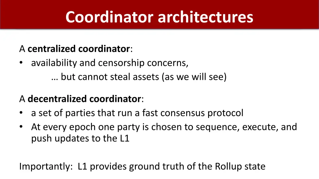 coordinator architectures