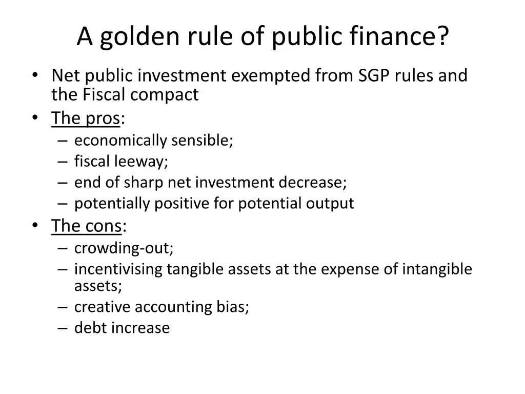 a golden rule of public finance