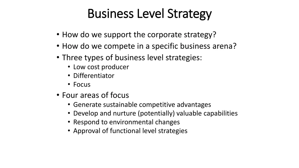 business level strategy business level strategy