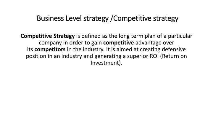 business level strategy competitive strategy