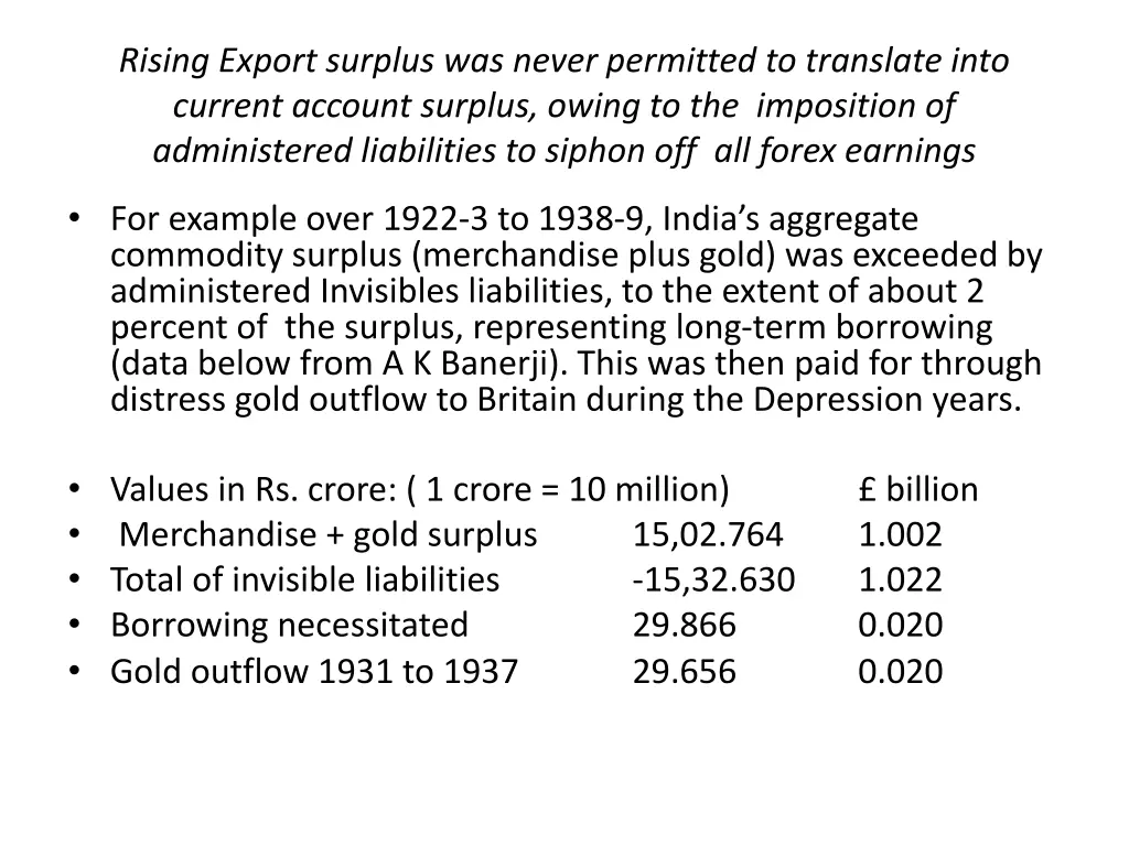 rising export surplus was never permitted