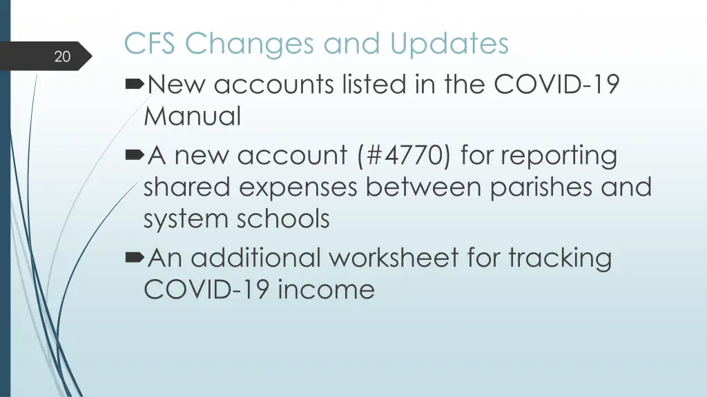 cfs changes and updates new accounts listed