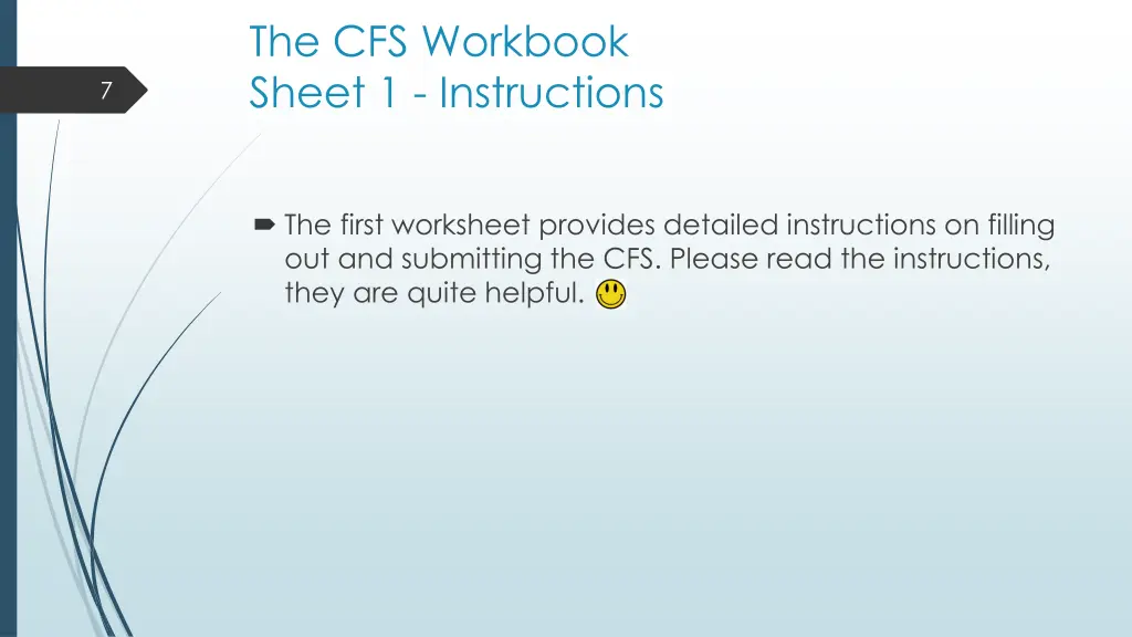 the cfs workbook sheet 1 instructions
