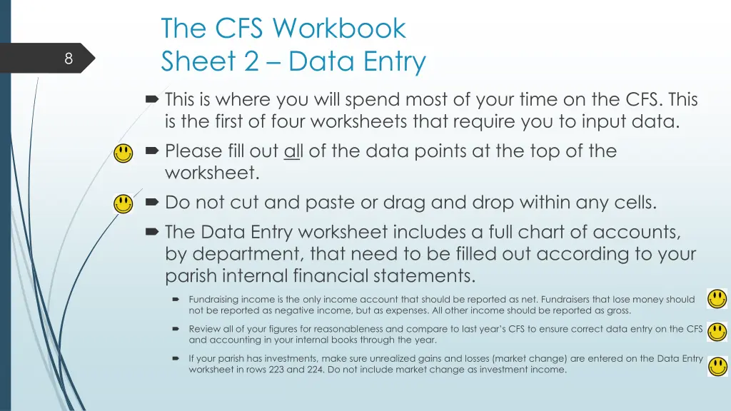 the cfs workbook sheet 2 data entry