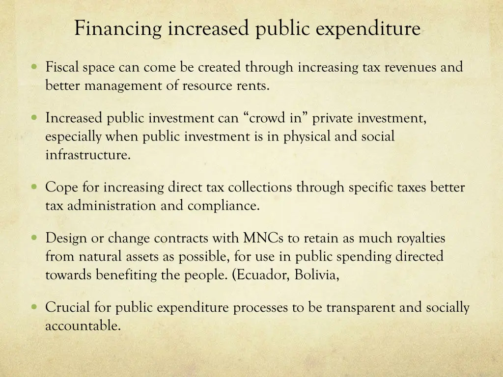 financing increased public expenditure