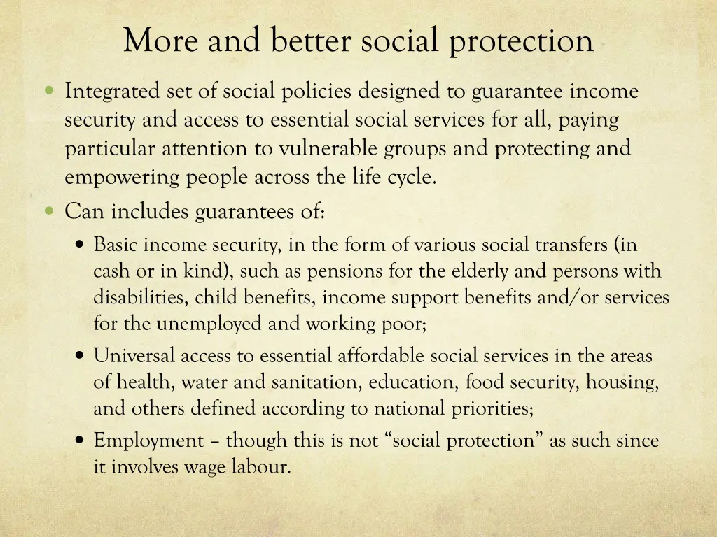 more and better social protection