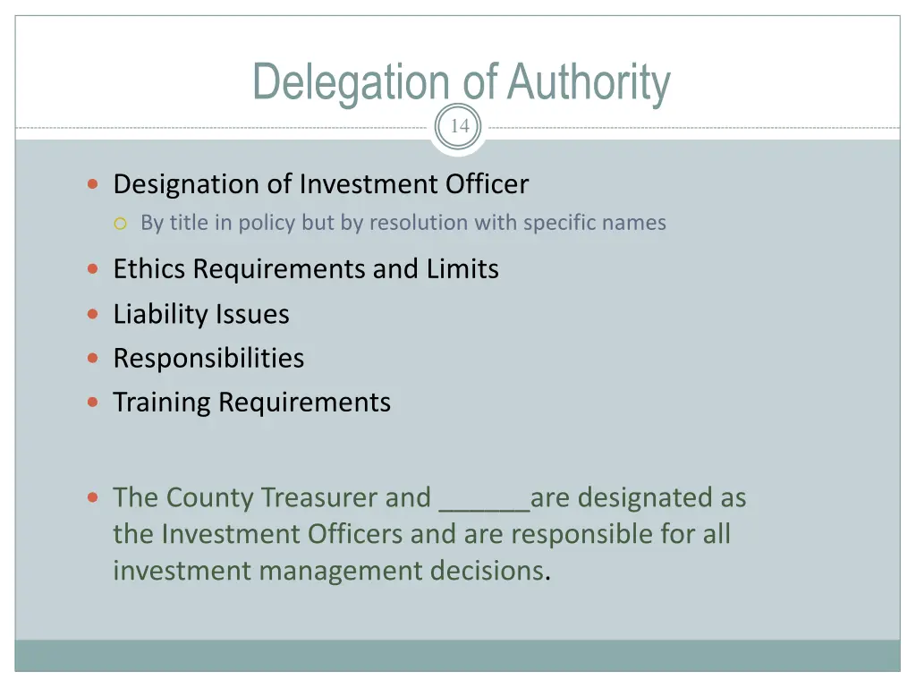 delegation of authority 14