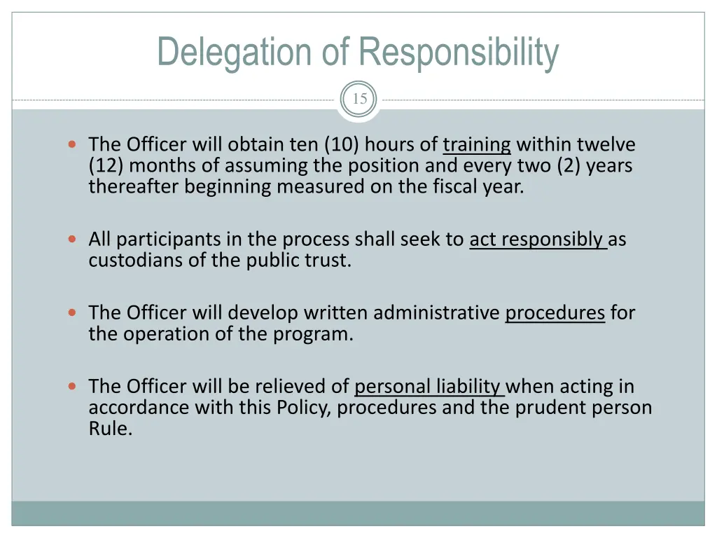 delegation of responsibility