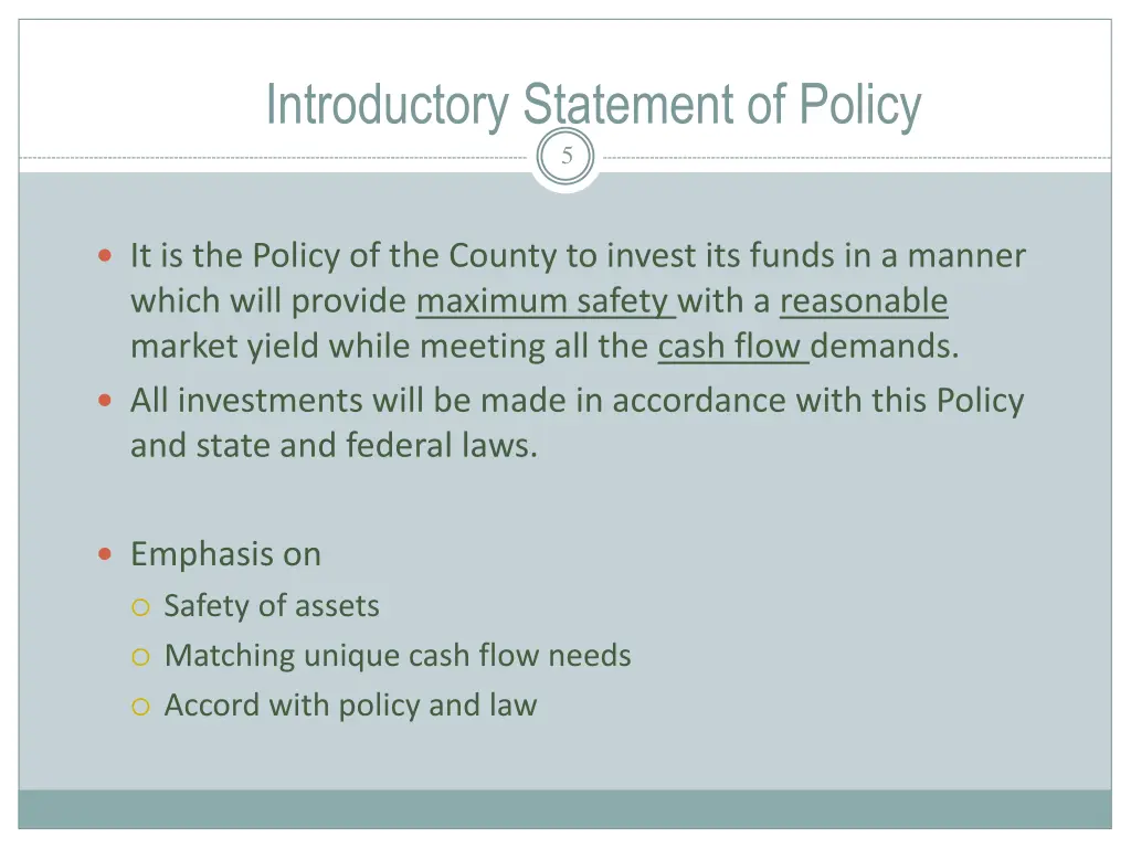 introductory statement of policy 5
