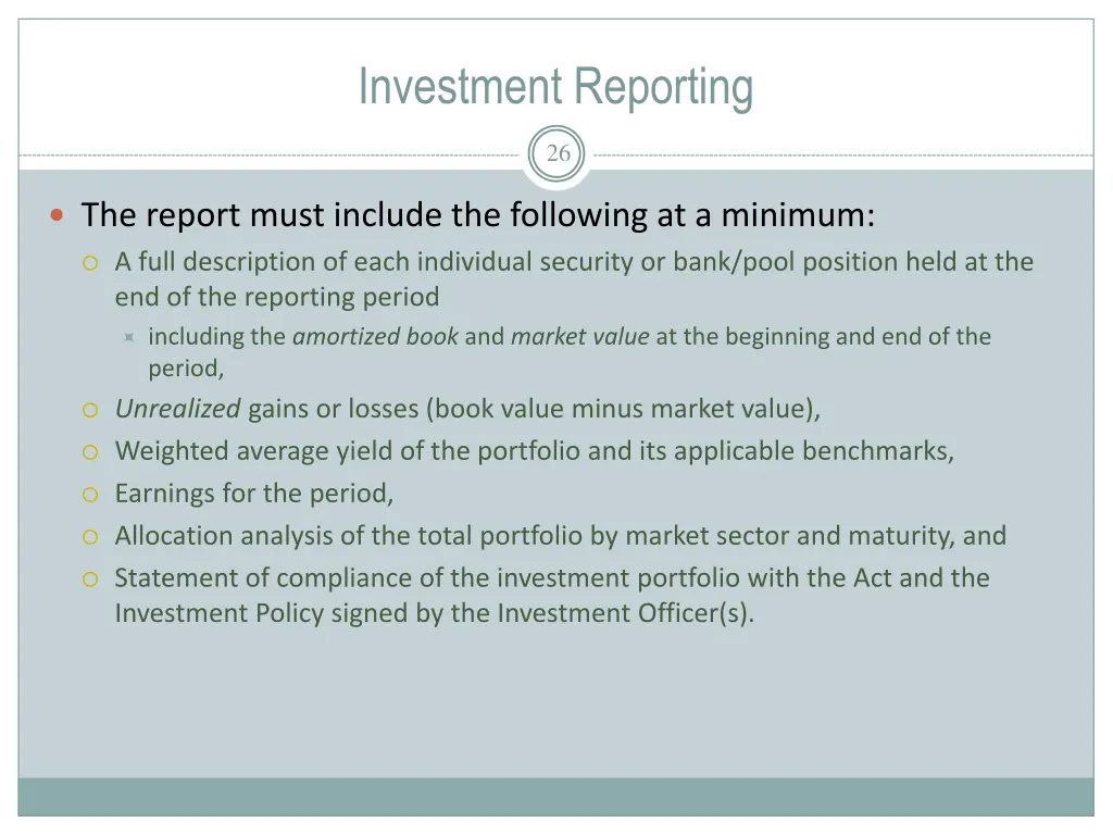 investment reporting