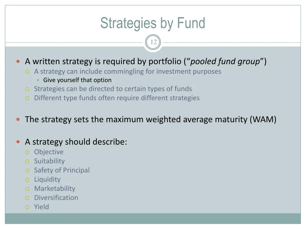 strategies by fund