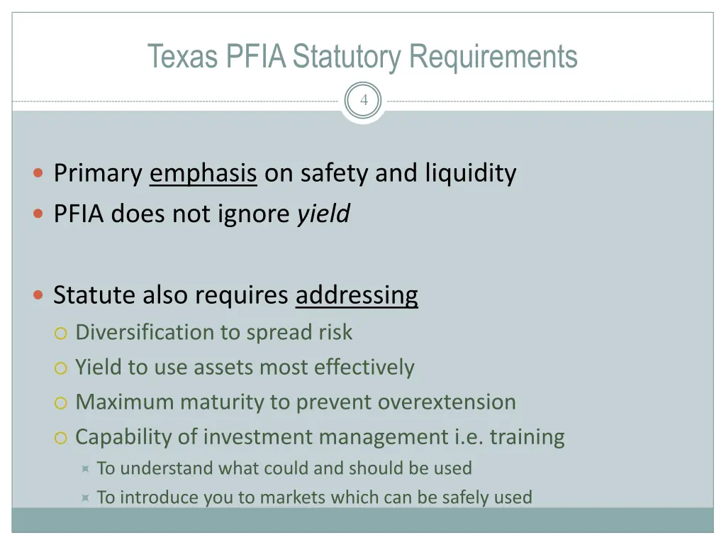 texas pfia statutory requirements