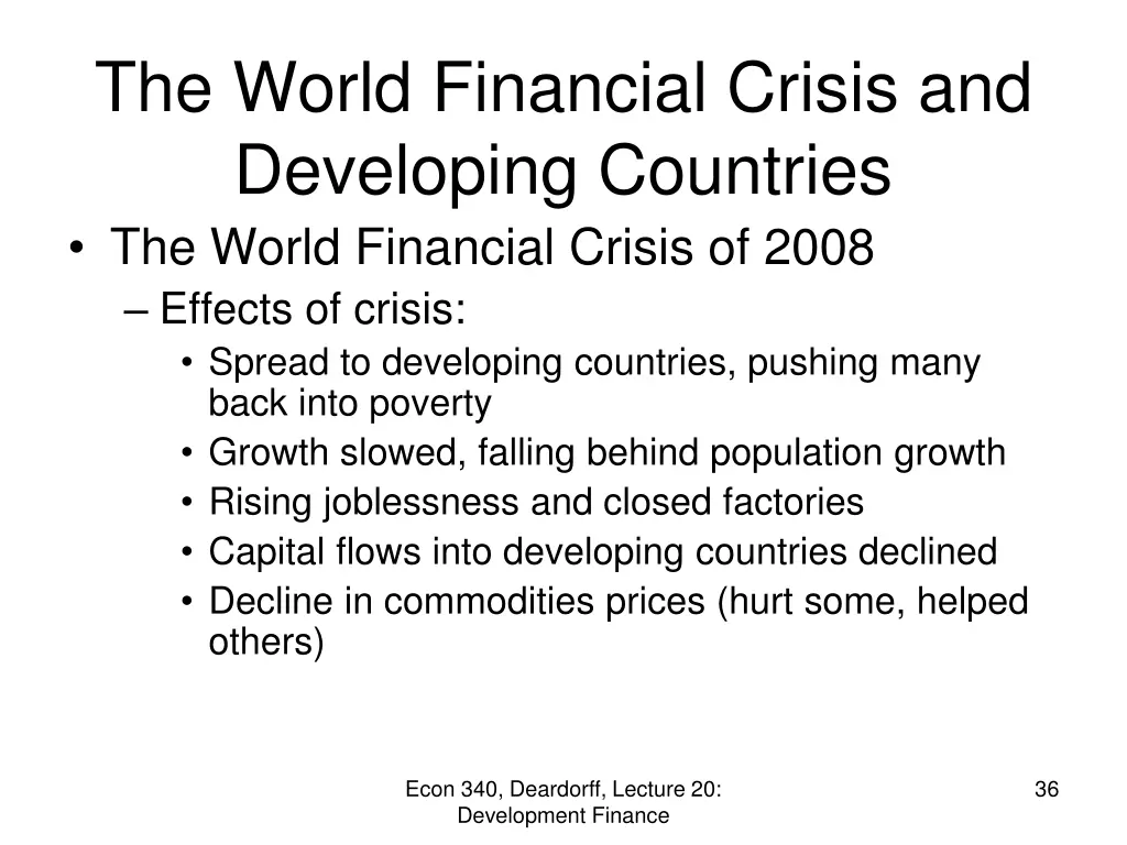 the world financial crisis and developing