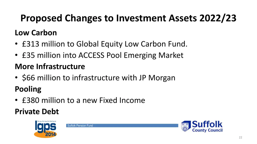 proposed changes to investment assets 2022 23