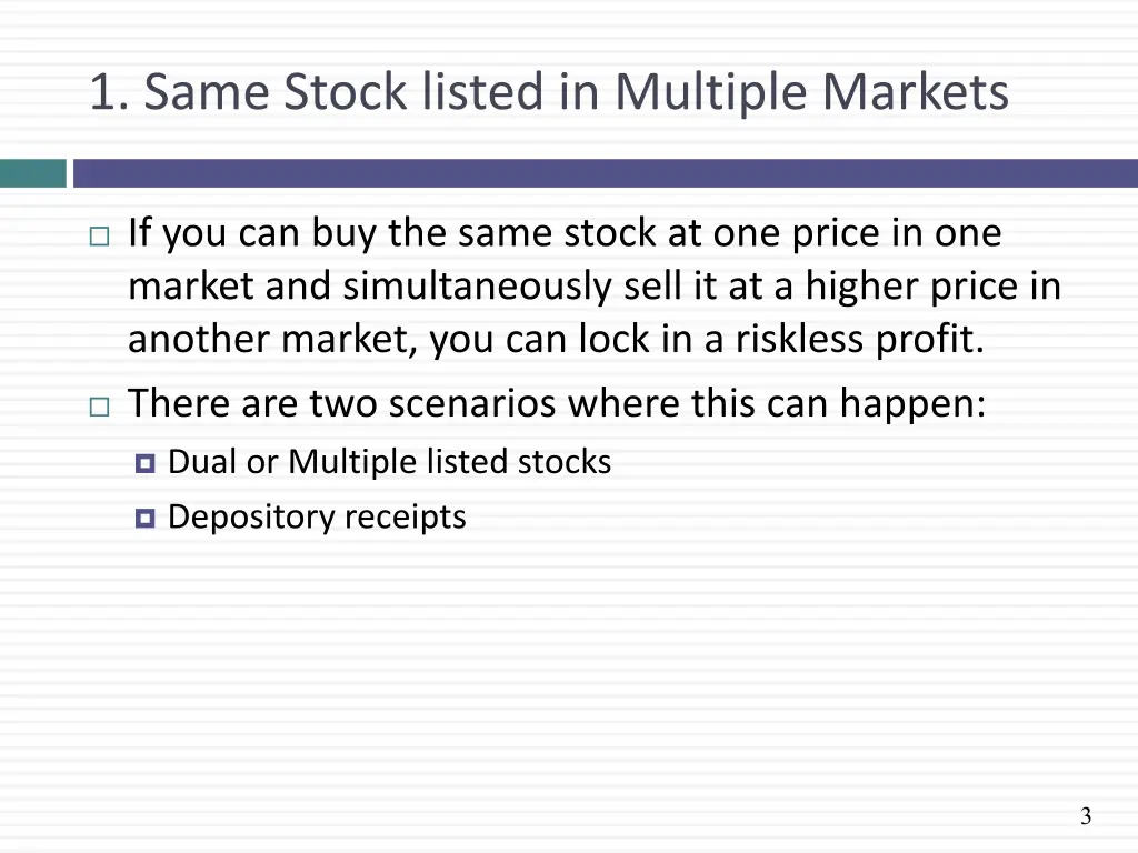 1 same stock listed in multiple markets