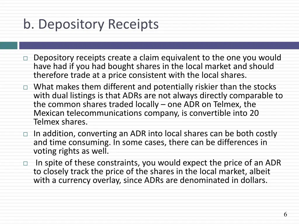 b depository receipts