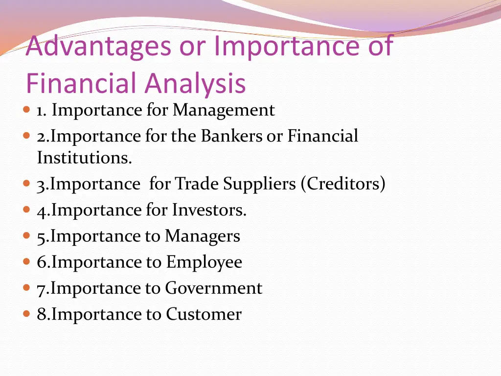 advantages or importance of financial analysis