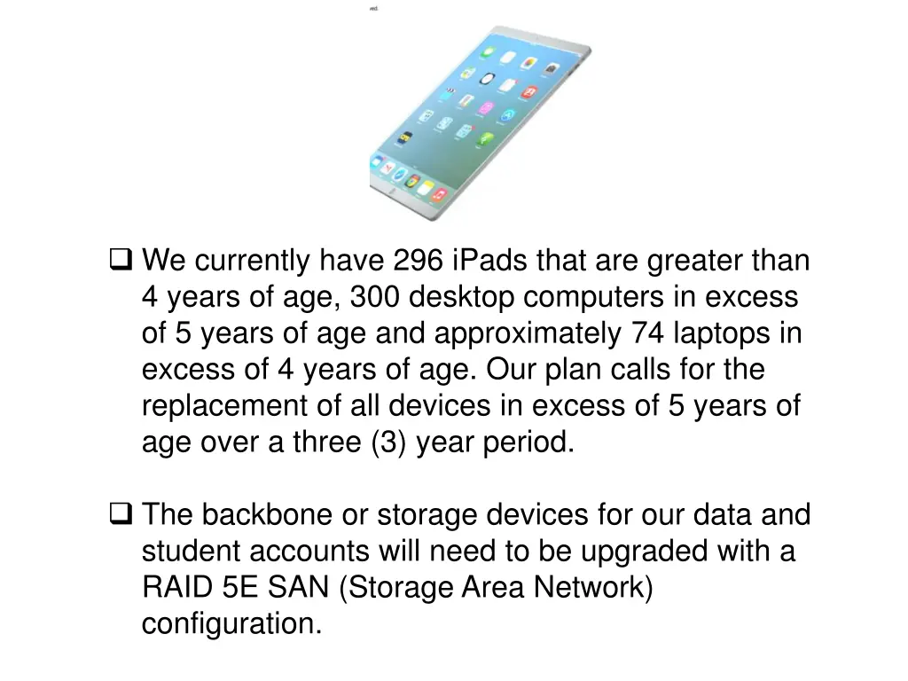 we currently have 296 ipads that are greater than