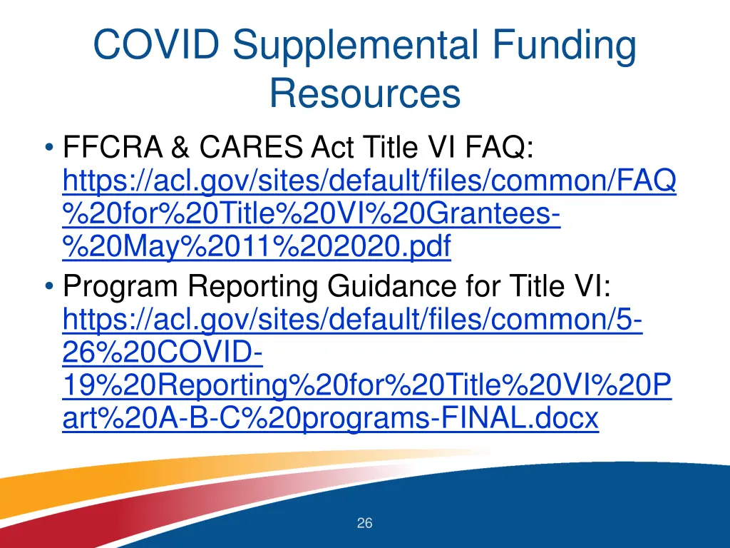 covid supplemental funding resources ffcra cares