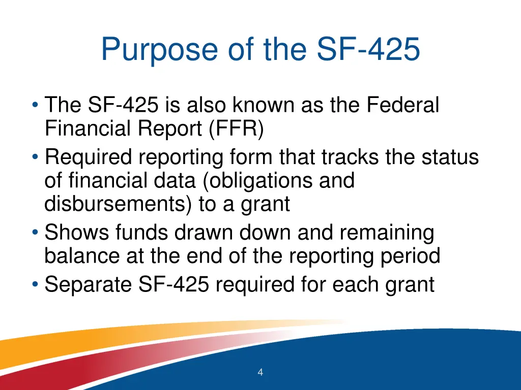 purpose of the sf 425