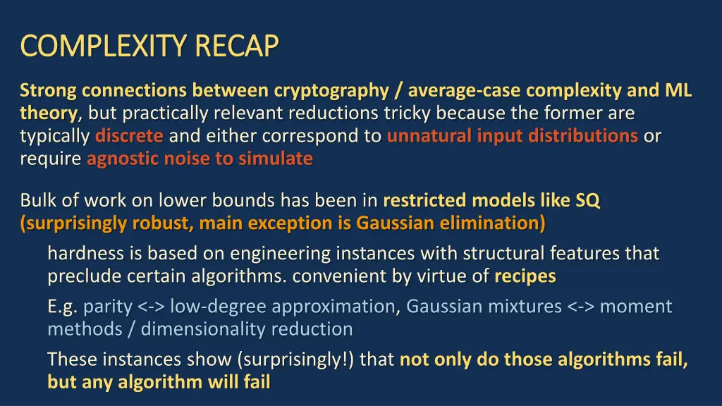 complexity recap complexity recap