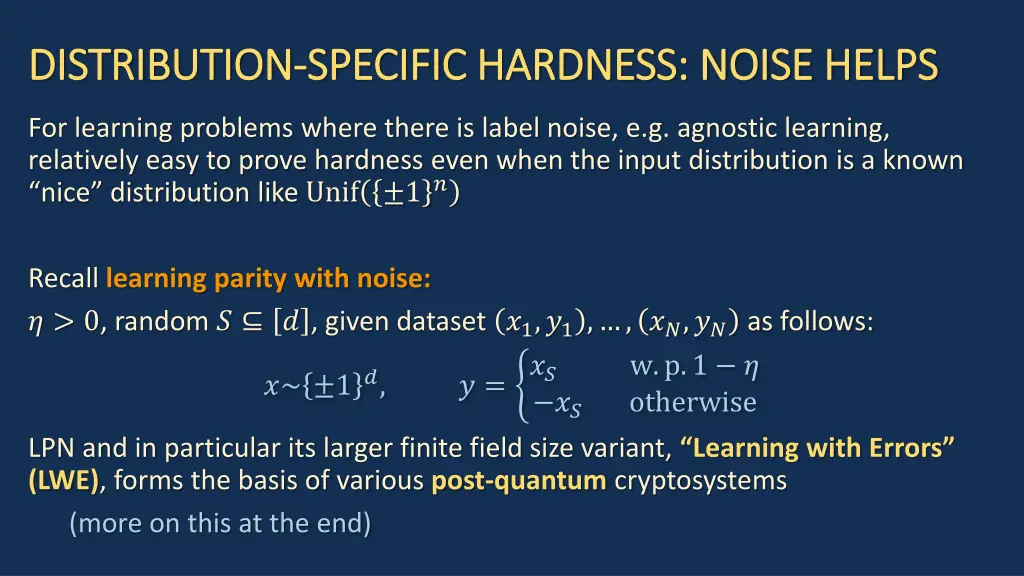 distribution distribution specific hardness noise