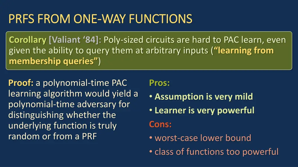 prfs from one prfs from one way functions 1