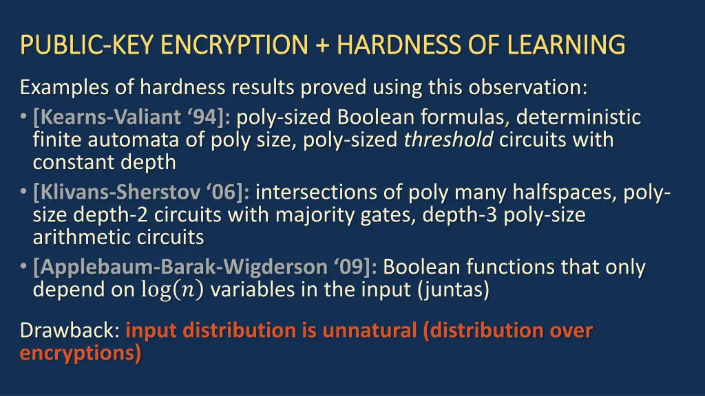 public public key encryption hardness of learning 1