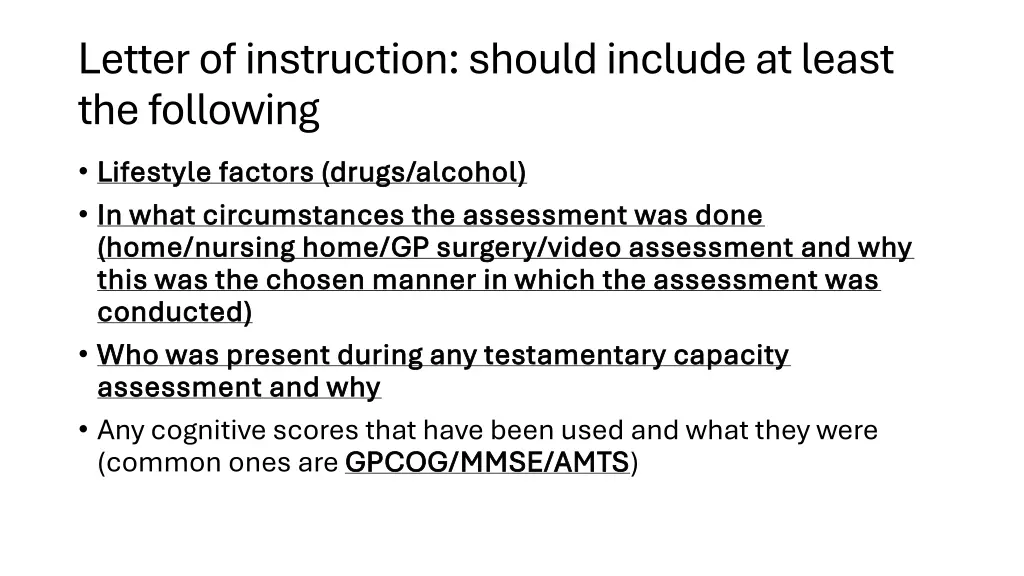letter of instruction should include at least 1