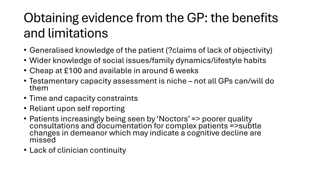 obtaining evidence from the gp the benefits