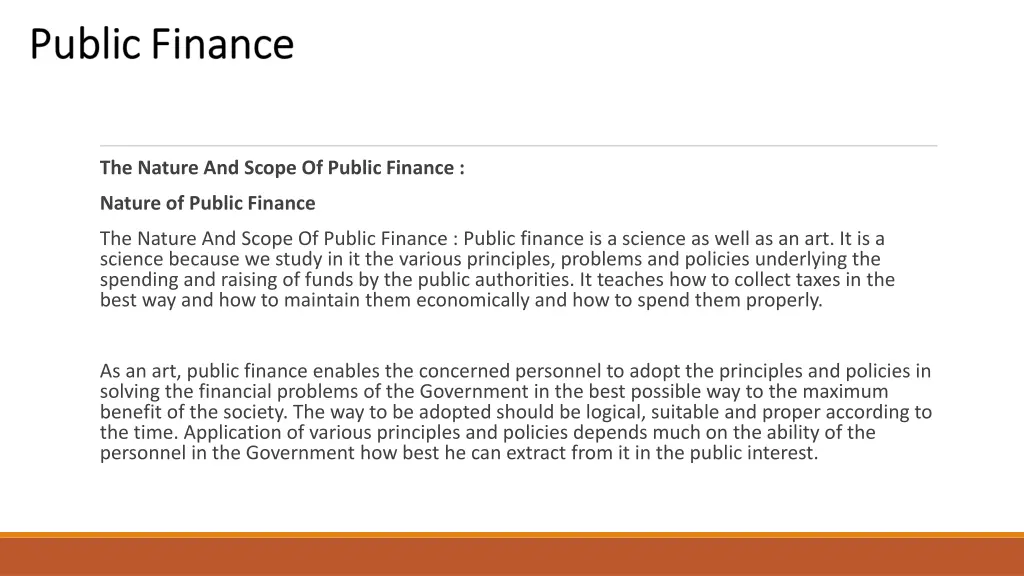 the nature and scope of public finance