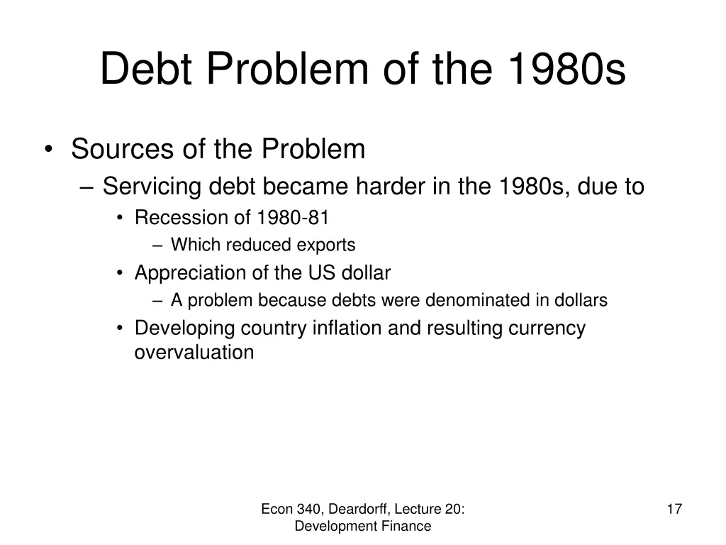 debt problem of the 1980s 2