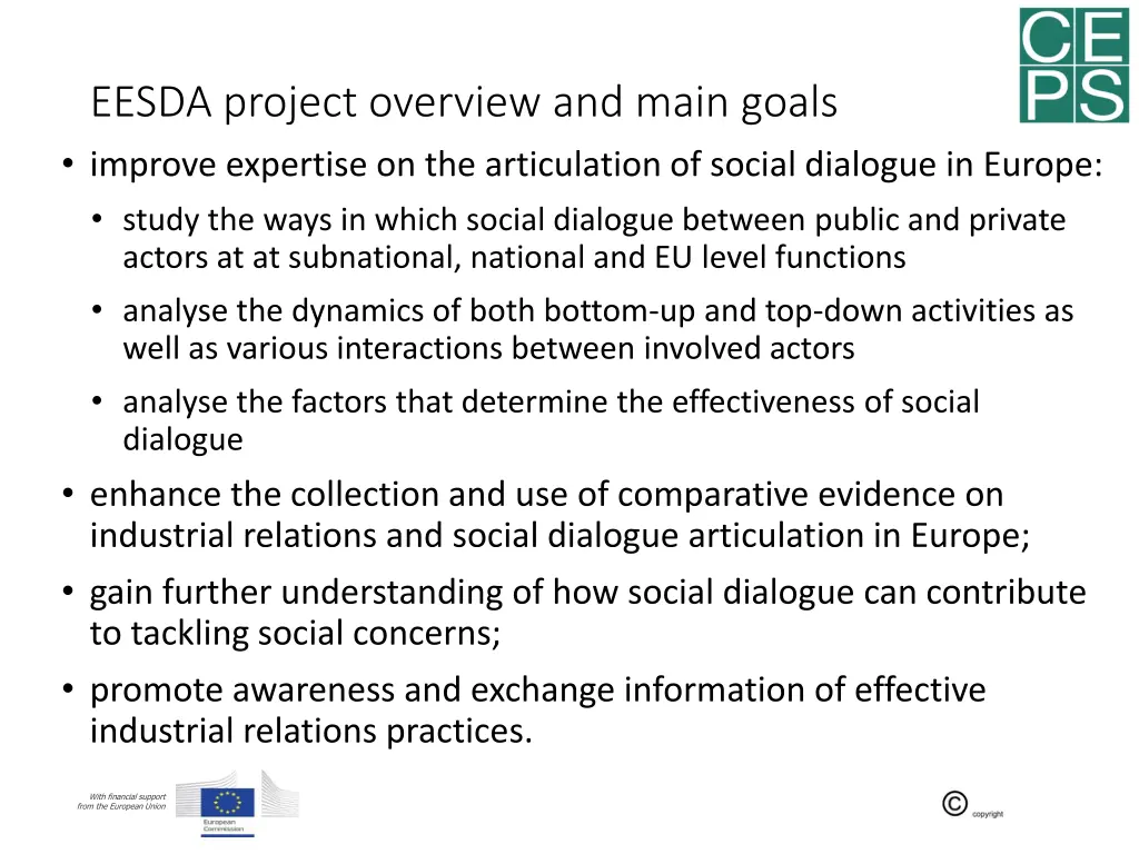 eesda project overview and main goals improve