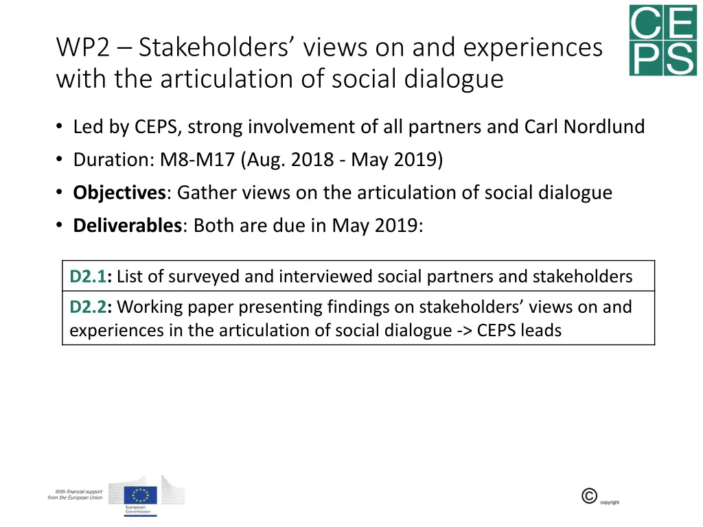 wp2 stakeholders views on and experiences with