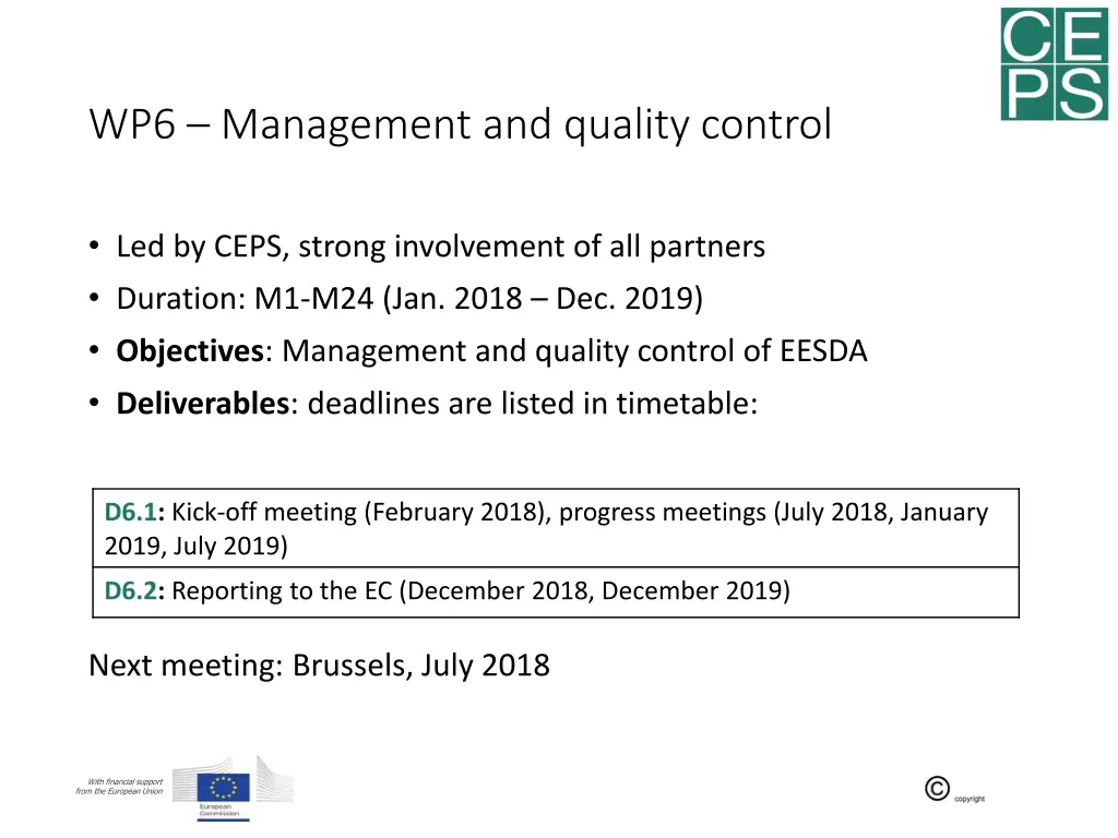 wp6 management and quality control