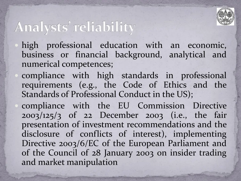 analysts reliability