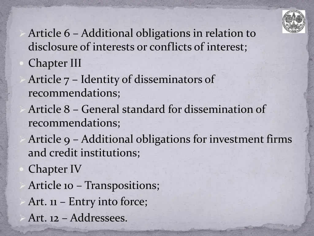 article 6 additional obligations in relation